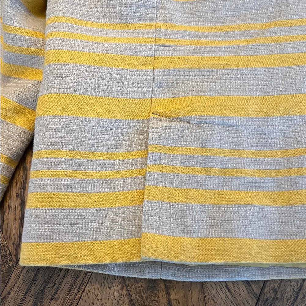 Talbots Double Breasted Lined Cropped Blazer, Yellow/Khaki Striped, Sz Womens 14 - Picture 7 of 9